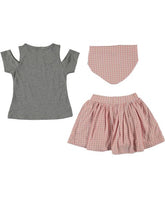 Compleu vara Dalia, Tricou si Fusta, bumbac, roz, fete